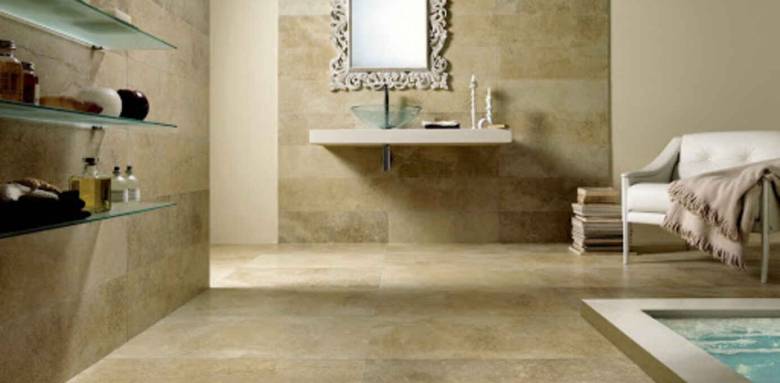 salle de bain sol en grès cérame