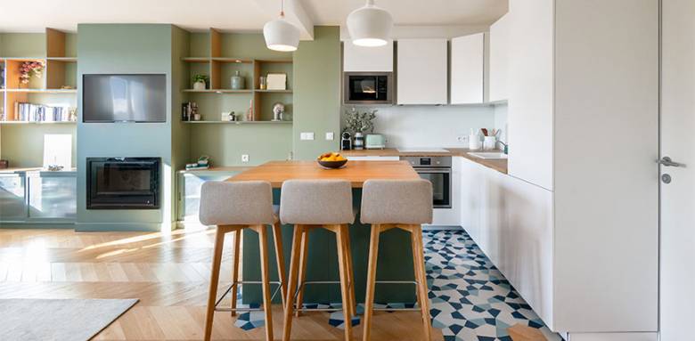 sol cuisine carrelage et bois