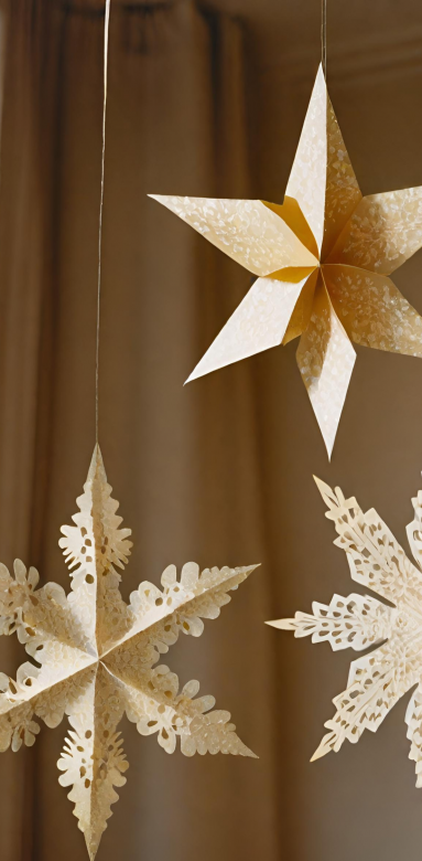 Décorations en papier doré noel