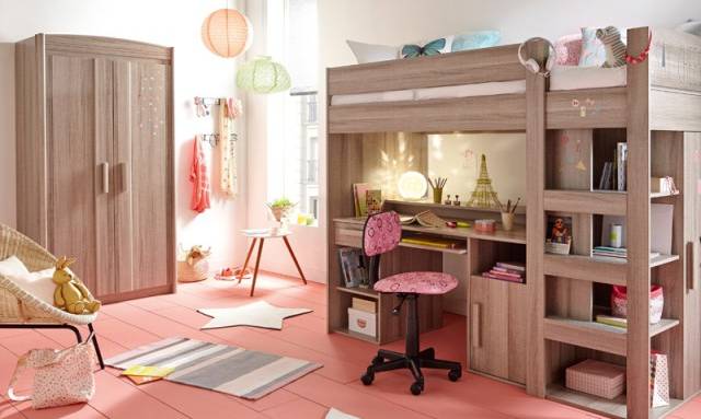 parquet peint en rose pour chambre d'enfant