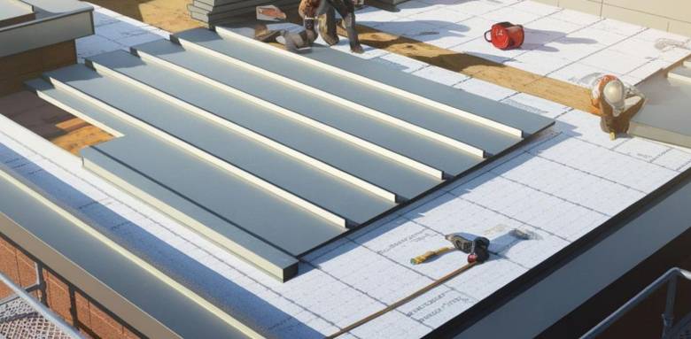 Extension avec toit plat en bac acier