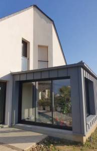 Extension bois bardage zinc a Orgère