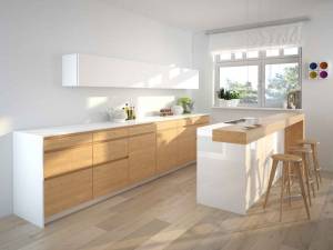 Une cuisine avec parquet