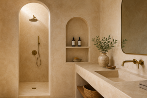 Tadelakt dans une salle de bain sur la Ciotat 