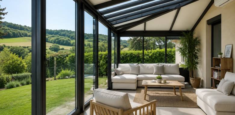 Véranda avec salon de jardin à Craponne 69290