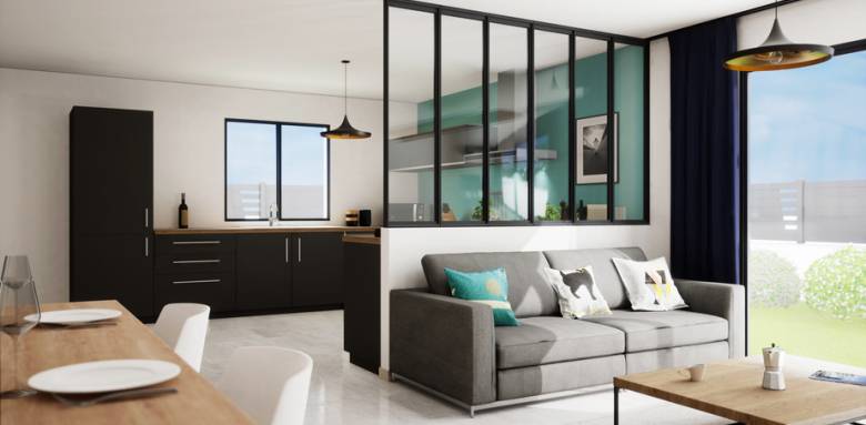 Réagencement intérieur d'une maison avec pose d'une verrière séparative - Nantes 44