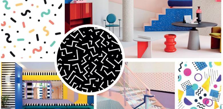 Memphis décoration ; planche d'inspiration
