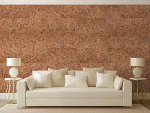 Salon décor liège naturel mural