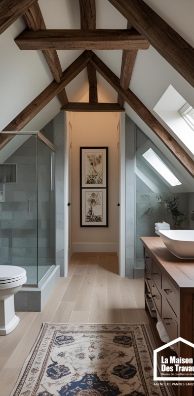 Installation d’une douche sous pente de toit