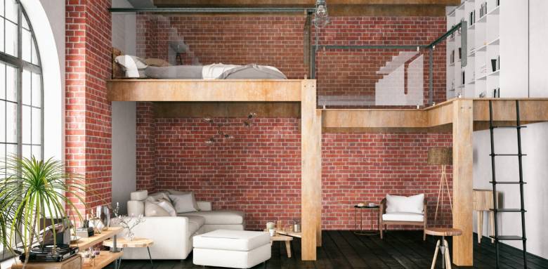 Mezzanine vue de face dans uen style industriel