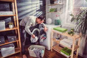 Buanderie dans un salle de bain