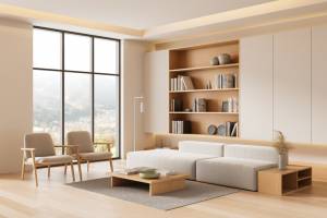 Une maison ou un appartement avec des rangements intégrés