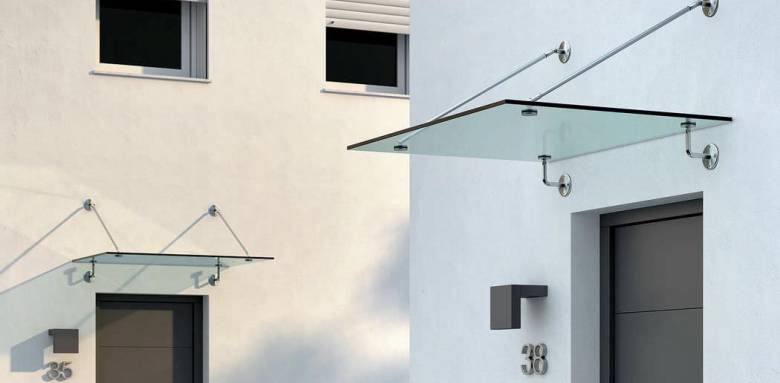 Marquise/auvent moderne avec filins acier raccordement