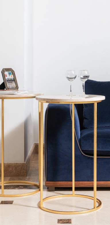 Duo de table d'appoint métal, effet dorée