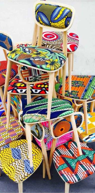Chaises en tissus ambiance wax