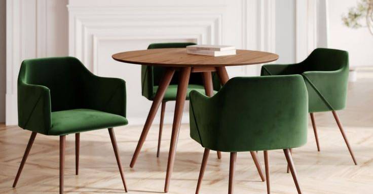 Chaises en velours coloris verte 