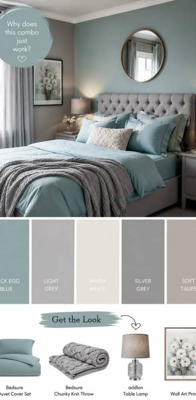 Chambre bleu/gris