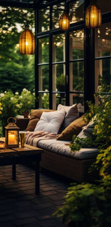 Eclairage extérieur de terrasse avec suspension lumineuse - Nantes 44
