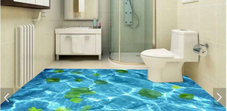 sol en résine epoxy effet 3D salle de bain