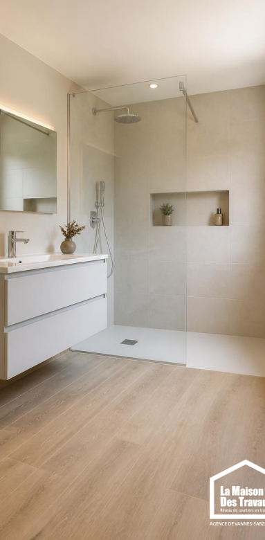 Rénovation d'une salle de bain aux matériaux naturels à Sarzeau