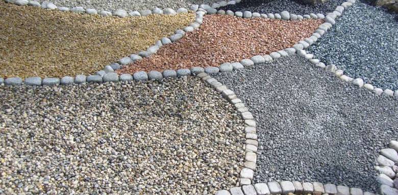 Quelques une des nombreuses couleurs de gravier disponibles
