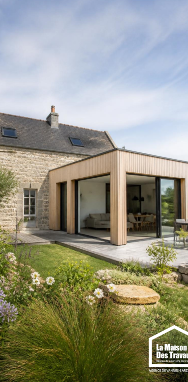 Extension contemporaine attenante à une maison traditionnelle