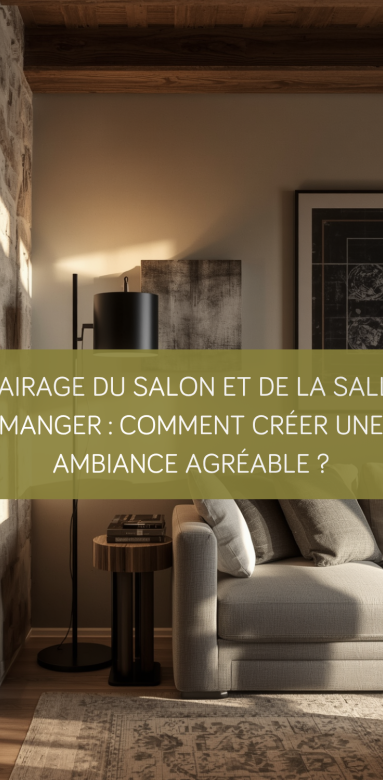 Salon lumineux avec éclairage chaleureux dans une maison rénovée