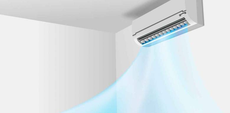 Dessin d'un flux d'air avec climatisation 