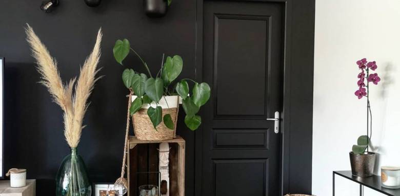 Déco intérieur entrée mur et porte noirs