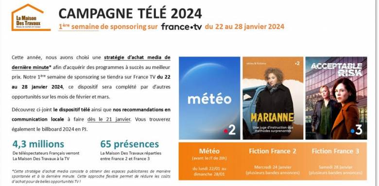 La Maison Des Travaux lance sa campagne de sponsoring 2024 sur France Tv !