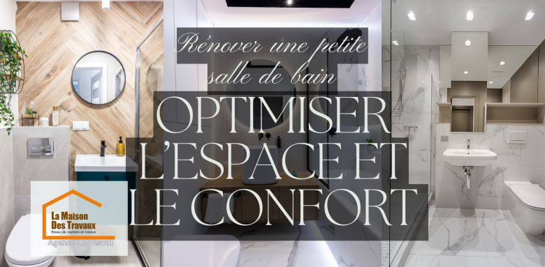 Cette image met en avant des solutions de rénovation pour maximiser l’espace et le confort d’une petite salle de bain. 