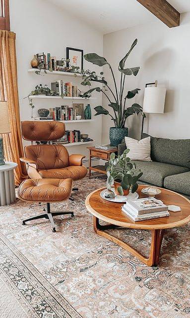 Espace salon au style Mid Century