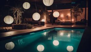 Eclairage de piscine avec lampions lumineux - Nantes 44
