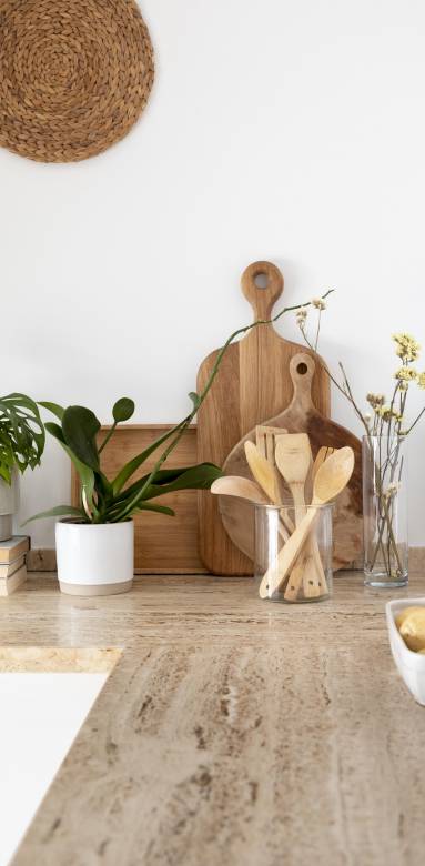 Plan de travail de cuisine en stratifié imitation bois - Lille 59