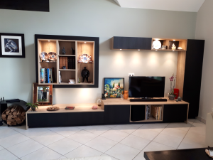 Meuble TV  bibliothèque sur mesure