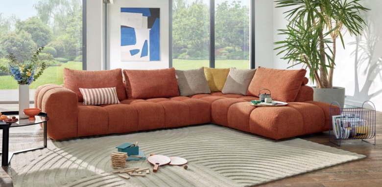 Canapé d'angle en tissu - Cuir center