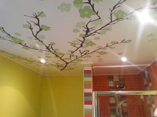 Plafond tendu impression feuillage