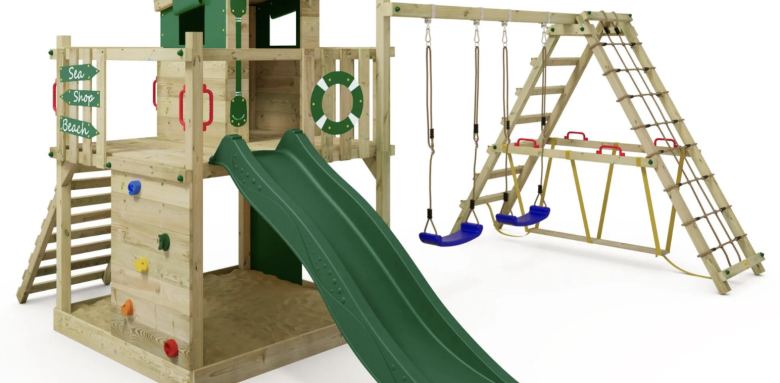 Aire de jeux avec balançoire et toboggan (Leroy Merlin)