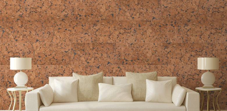 Salon décor liège naturel mural