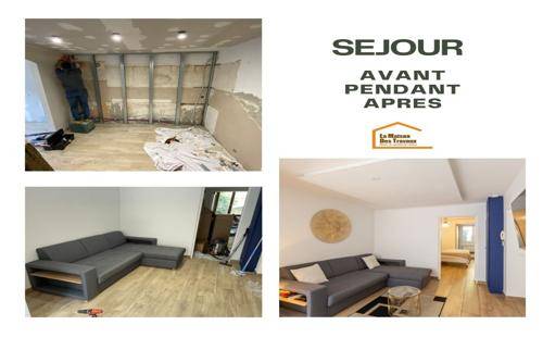 Un salon modernisé et optimisé, alliant confort et élégance après une rénovation complète