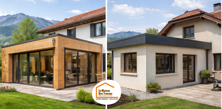  extension maison Bassin Genevois, type extension maison, extension maison Haute-Savoie, agrandissement maison terrain, extension maison réglementation, courtier en travaux extension, La Maison des travaux Bassin Genevois