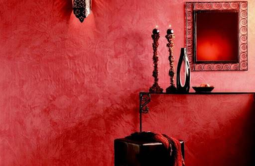 Tadelakt au coloris rouge vif