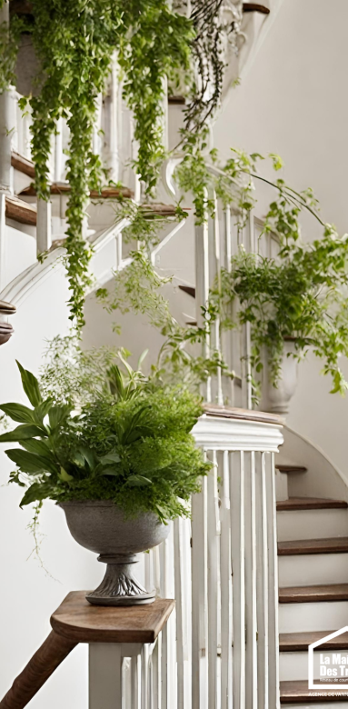Plantes suspendues escalier
