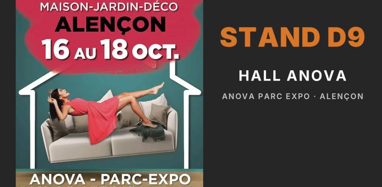 Affiche du Salon Habitat d'Alençon 2026 et stand D9 de La Maison des Travaux