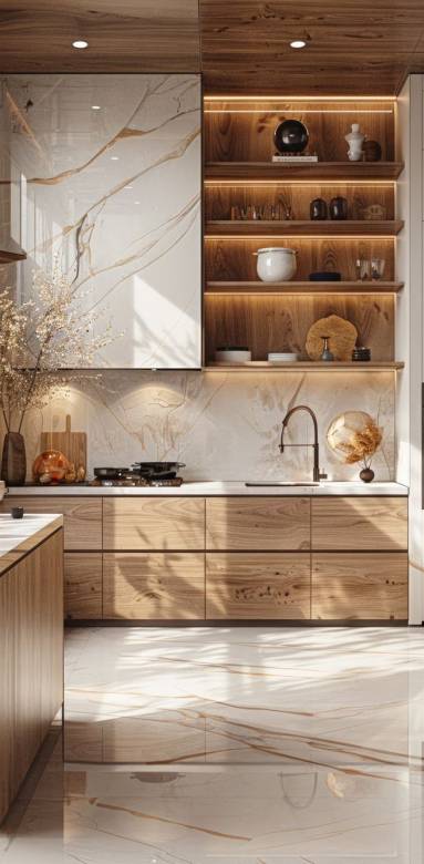 Cuisine blanche et Bois