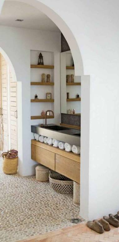 sol de Salle de bains en galets