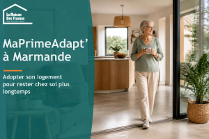 Cuisine accessible à Marmande avec plan de travail adapté et circulation pensée pour préserver l’autonomie des personnes à mobilité réduite.