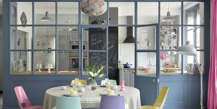 porte verrière à double battants grise