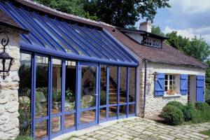 Véranda encastrée thermolaquée en  aluminium 