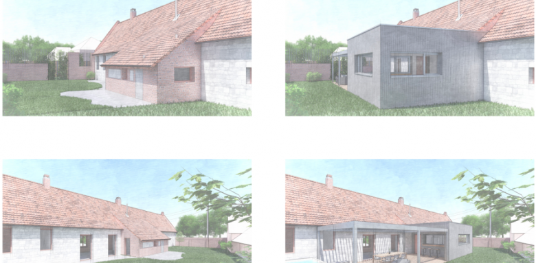 Ferme 2 : Existant et projet vue 3D